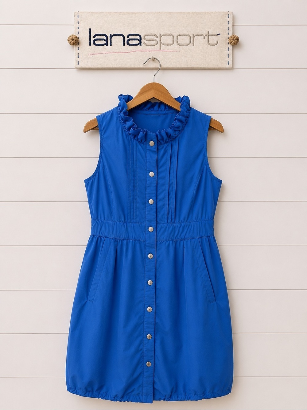 LANASPORT Sleeveless Button Dress – Cobalt Blue – Estimated L